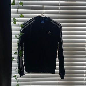 Black And White Striped Adidas Jacket